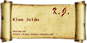 Klee Jolán névjegykártya